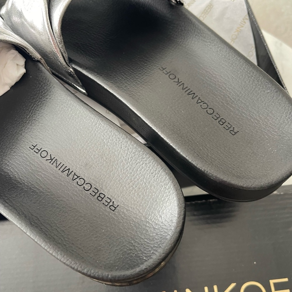 Rebecca Minkoff New Silver Samara Slide size 6.5 - Picture 2 of 3